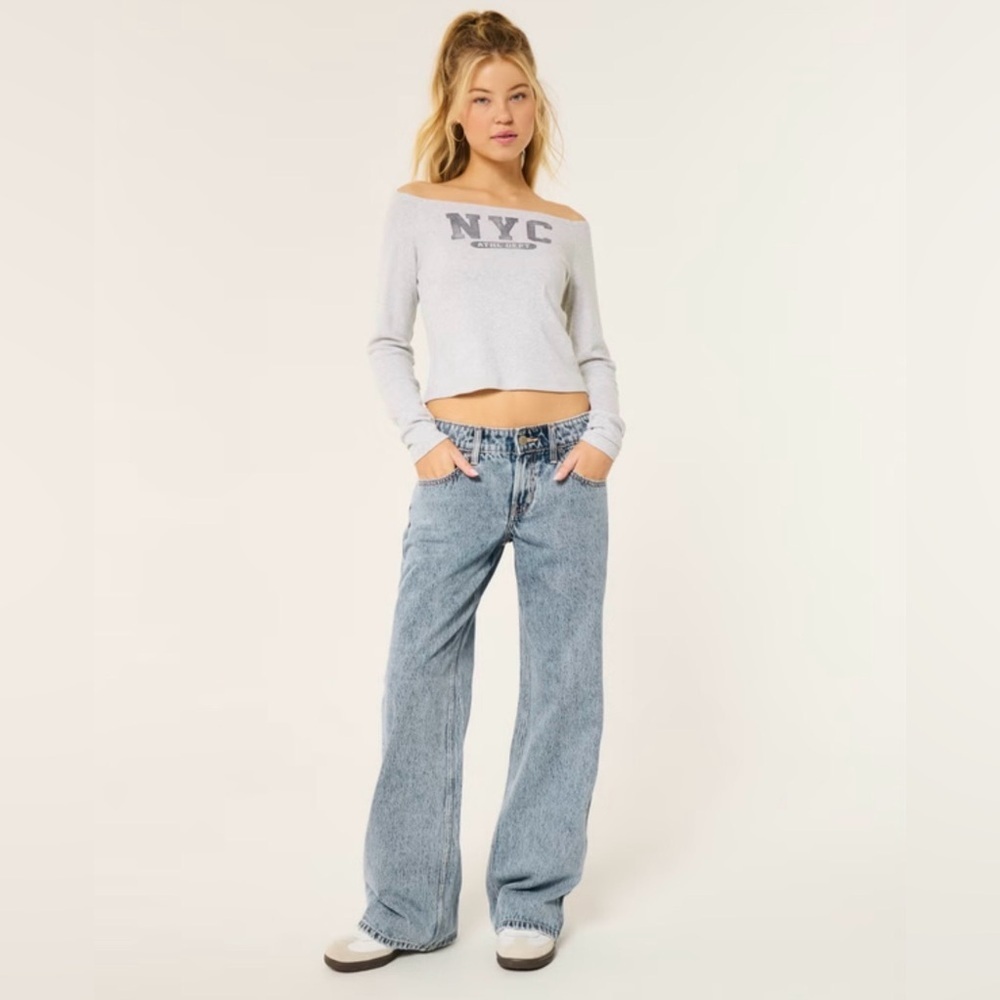 NWT Hollister Women’s Low Rise Baggy Jeans, Medium Wash, Sz.4R - Picture 4 of 15